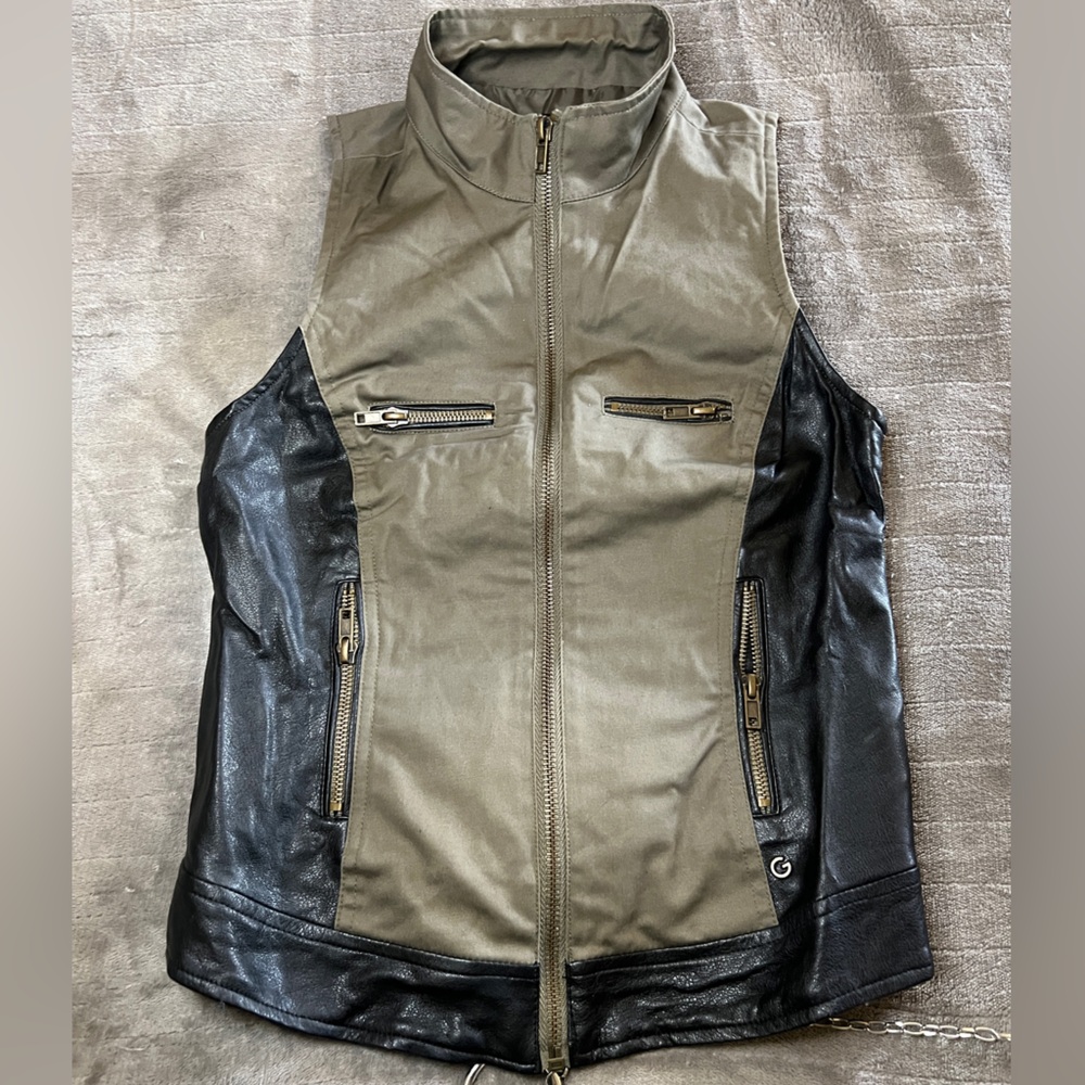 Guess Olive Leather Vest